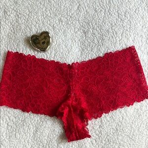 Victoria's Secret Dream Angels Red Lace Boyshort Panties